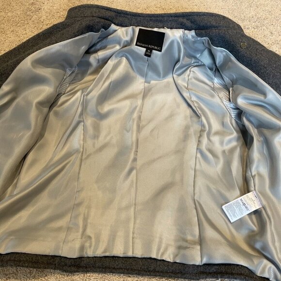 Mario Bellucci Banana Republic Moto Jacket Women's M Gray Zip Front Wool Blend - Picture 9 of 14